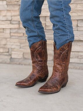 Laredo Laramie Brown Leather Western Cowboy Boots Bucklace Stitch Men Size 11 EW